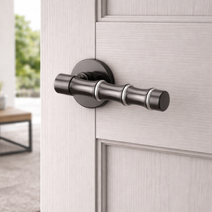 Modern Designer Bamboo Pattern Brass Door <b>Handle</b> | Premium PVD Gold Rose Gold Black Finish Lever <b>Handle</b> Set for Apartment Use - Product Image 3