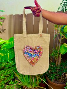 Bolso tote hecho a mano con cuentas, bolso de lona con perlas y conchas, bolso de hombro abierto para la playa, bolso de compras al mejor precio - Product Image 1