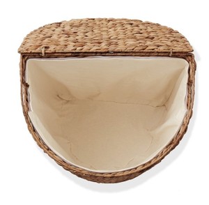 Natural Water Hyacinth Laundry Basket Corner <b>Hamper</b> with Lid Handwoven Straw Toy Clothes Storage Bin Home Organization Bulk - Product Image 5