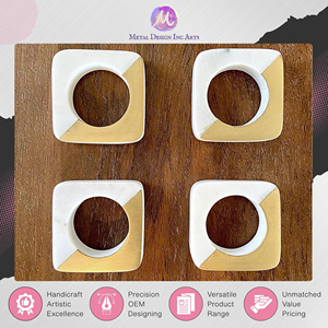 Offre Spéciale sur un Ensemble de 4 Anneaux de Serviette Carrés en Marbre et Laiton Faits Main de Qualité Supérieure pour Tables à Manger Modernes au Meilleur Prix - Product Image 6