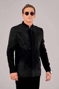 Sherwani con cuello mandarín para hombre con adornos de cuentas, sin arrugas, ideal para bodas y celebraciones festivas. - Product Image 5