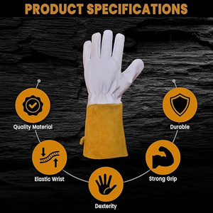 Gants anti-coupure et anti-chaleur en cuir de chèvre sur mesure pour femmes, pour soudage MIG TIG et protection au travail - Product Image 4