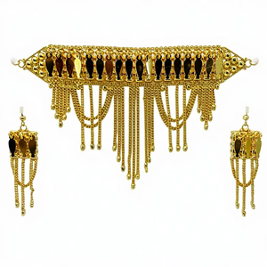 Ensemble Chik tendance nouveau design avec boucles d'oreilles plaqué or ensemble de bijoux arabes collection parfaite pour les femmes - Product Image 1