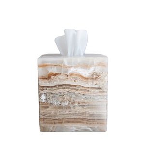 Floral Leaf Design Marble <b>Tissue</b> Box with White Base Elegant Decorative <b>Tissue</b> Holder <b>for</b> Bathroom Living Room Office Countertop - Product Image 1