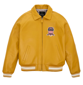 AVIREX LEATHER JACKET MEN AVIREX ICON MUSTARD JACKET - Product Image 6