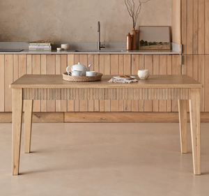 Ensemble de table à manger moderne en bois massif Mindi 8 pièces avec chaises en bois minimalistes pour la maison, l'hôtel, l'appartement, la restauration - Product Image 2