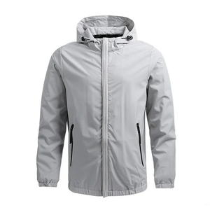 Vestes coupe-vent pour hommes sur mesure OEM, grandes tailles, printemps, respirantes, imperméables, décontractées, 100% polyester, à capuche, fermeture éclair avant - Product Image 1