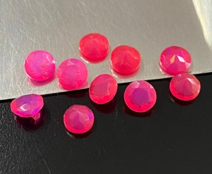 Opales naturelles roses, taille brillant rond, pierres précieuses en vrac pour la fabrication de bijoux, pierres facettées irisées - Product Image 5