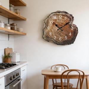 Reloj de pared rústico de madera, reloj de madera natural, reloj de pared con rodajas de tronco, reloj de pared con tronco de árbol, reloj de madera moderno, reloj de pared grande - Product Image 2