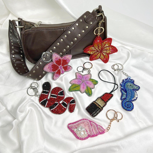 Beaded Sea Life Keychain Charm Shell Fish Lobster Bag Accessory Colorful Fashion Decorative Jewelry with customized shape & size - Product Image 3