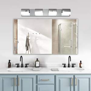 Modern 4-<b>Light</b> LED Chrome-Iron Finish <b>Bathroom</b> Vanity Lighting <b>Over</b> <b>Mirror</b> Bath Wall with Stylish Overhead Lighting - Product Image 4