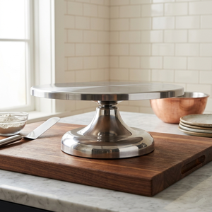 Support à gâteau rotatif en aluminium argenté de style nordique, table de présentation écologique et réutilisable, outils de décoration de gâteaux en gros - Product Image 2