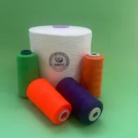Benang Spun Polyester 100% Putih Mentah TFO High Tenacity Paraffin Treated Heat Set, Gulungan Besar, Dikemas untuk Bahan Baku Benang Jahit