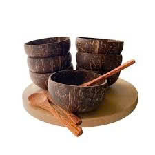 Natural Coconut Wood Bowl And <b>Set</b> Kitchen Spoon Wooden Family Dinnerware <b>Set</b> Well Designed - Product Image 5