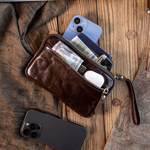 Portefeuille-clutch de luxe en cuir véritable avec plusieurs compartiments zippés pour cartes, sangle amovible, idéal pour les voyages et les affaires, à vendre. - Product Image 3