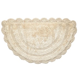 Vintage Chic Half Circle Cotton Bath <b>Mat</b> Handcrafted Solid Color Non-Slip Rubber Backing Machine Washable Home Use - Product Image 5