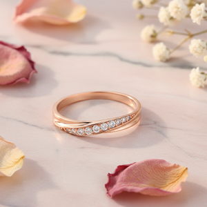 Anillo de Boda Romántico con Diamantes de Laboratorio en Oro Rosa de 9K, Diseño Diagonal, Certificado IGI, Joyería Fina para Mujer, Anillo de Compromiso - Product Image 4