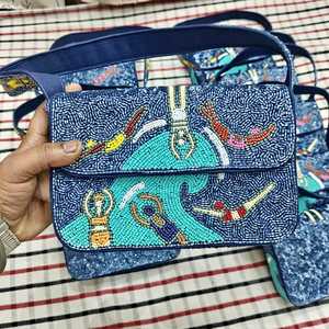 กระเป๋าคลัทช์ปักลายลูกปัดน้ำหนักเบา ดีไซน์โดดเด่นไม่ซ้ำใคร งานฝีมือประดับเม็ดลูกปัดสไตล์ชาติพันธุ์ สำหรับงานพิธีการ - Product Image 2