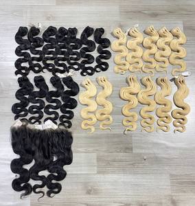 Cuerpo ondulado doble dibujado doble trama 100% extensiones de cabello humano vietnamita cutícula alineada tejido cabello buen precio para mujeres negras - Product Image 5