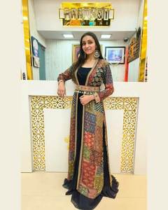 Salwar Kameez de Seda Pura Estilo Koti, Tallas M a XXL, Estampado Digital con Bordado de Encaje, Largo, Moderno, para Adultos - Product Image 5