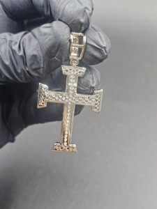 Pendentif Croix avec Incrustation de Strass, Argent 925, Moissanite, Alliage de Zinc, Charme Religieux, Cadeau Unisexe - Product Image 3
