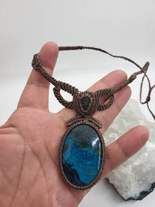 Collar de Macramé Hecho a Mano con Crisocola, Colgante de Piedra Preciosa Azul Verde Boho con Cordón Marrón Ajustable, Joyería de Cristal, Regalo para Ella - Product Image 2