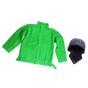 Veste de soudeur industrielle de haute qualité en cuir de vachette pleine fleur avec logo et poches latérales, respirante, résistante et robuste - Product Image 3