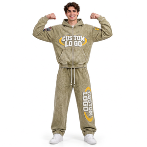 Ensemble sweat à capuche et jogging en coton délavé à l'acide pour homme, coupe oversize, style streetwear décontracté et tendance - Product Image 4