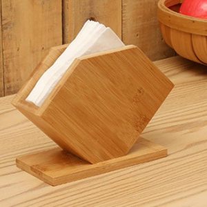 Porte-serviettes hexagonal en bois de qualité supérieure, supporté par une base rectangulaire, décoration de table de cuisine, taille moyenne - Product Image 2