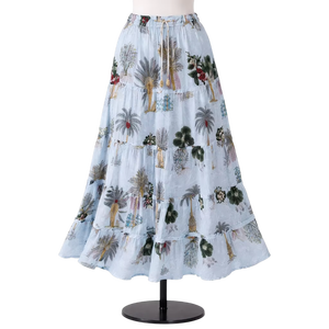 Women Floral Tree Print Maxi <b>Skirt</b> <b>Elastic</b> Waist Tiered Frill Long <b>Skirt</b> with Pockets Casual Summer Boho Cotton <b>Skirt</b> - Product Image 1