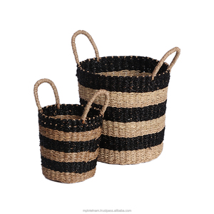 Direct Factory Seagrass <b>Woven</b> <b>Basket</b> With Lid - Ideal for Planters, Storage, and Laundry Hamper for Your Home - Product Image 2