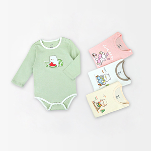 ALB10 Kimono bébé en coton biologique de luxe – Combinaison à manches longues à nouer sur le côté avec de jolis imprimés de dessins animés, tricot respirant toutes saisons - Product Image 1