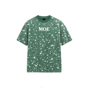 T-shirts pour hommes en coton épais entièrement ornés de strass, coupe oversize, style streetwear, design personnalisé scintillant, vente en gros OEM - Product Image 3