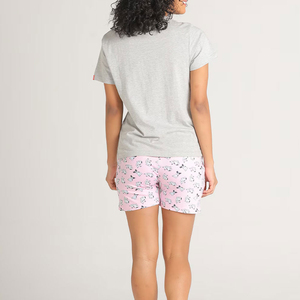 Women's 100% Cotton Waterproof Short Sleeve O-Neck Pajama Set Above <b>Knee</b> Shorts Regular Fit Spring Summer - Product Image 3
