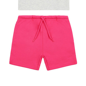 Camiseta de manga corta rosa lisa y pantalones cortos para bebés / Conjunto de dos piezas de moda para niños, camiseta de algodón de verano y pantalones cortos a juego - Product Image 4