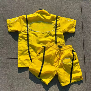 Summer <b>Beach</b> Custom Knitted Breathable <b>Windbreaker</b> Polo Shirts & Shorts Set for Men with Front Logo-Streetwear - Product Image 2