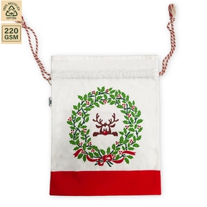 Christmas Jolly Reindeer <b>Velvet</b> Base Cosmetic Pouch 35x46cm Custom Printed Drawstring Gift Bag Wholesale OEM Private Label SNC35 - Product Image 6