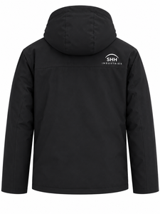 <b>Men</b>’s <b>Black</b> Hooded Shell <b>Jacket</b> Minimalist Waterproof Windbreaker with Storm Flap Pockets Custom Outdoor <b>Rain</b> Coat Wholesale - Product Image 2