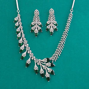 Fashion Jewellery Wholesalers in India Zircon Classic <b>Rope</b> <b>Chain</b> Necklace Rhodium Plating 14inches Women's Anniversary 444565 - Product Image 6