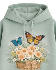 Blue Floral Butterfly Printed Hoodie Jogger Pant Set <b>Women</b> Fleece Pullover Sweatshirt With Matching <b>Trouser</b> Casual Winter Outfit - Product Image 3