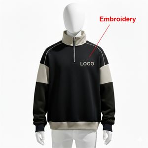 Sweat-shirt personnalisé brodé, luxe urbain, colorblock, col zippé, streetwear, pull en molleton, édition Elite - Product Image 3