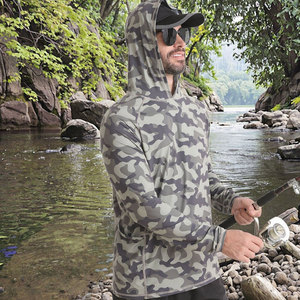 เสื้อฮู้ดดี้ลายพรางตกปลาพร้อมโลโก้สั่งทำพิเศษ ป้องกันแสงแดด UPF 50+ เสื้อฮู้ดดี้ประสิทธิภาพสูง น้ำหนักเบา ระบายอากาศได้ดี เหมาะสำหรับกีฬากลางแจ้ง - Product Image 6