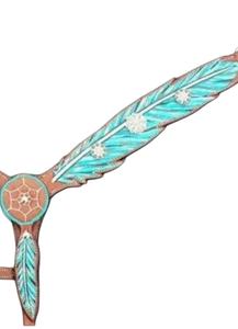 Juego de tachuelas de caballo pintadas con plumas turquesa, Conchos de cristal, placa de pecho, cuero genuino, artículos ligeros para caballos de temporada - Product Image 3