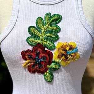 Women Sexy <b>Heart</b> Short Length Dazzling Beaded Hollow Breathable Stylish Design Sweet Sustainable Satin One-Piece Cami Tank <b>Top</b> - Product Image 1