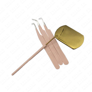 4PCS Gold Stainless Steel Eyelash Extension Tweezers Set with Mirror Nano Grip Precision <b>Lash</b> Applicator <b>Kit</b> Pro Tool - Product Image 2