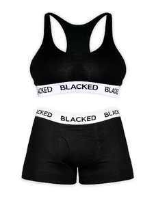 Ensemble de lingerie noire L&J BLACKED Extreme Sexy, sous-vêtements de sport sans couture pour yoga, push-up, légers, respirants, couleur unie noire, sport B - Product Image 3