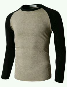 T-shirt à manches longues raglan pour homme, 100% coton, tee-shirt de baseball, couleur unie, col rond, vêtements de sport décontractés - Product Image 4