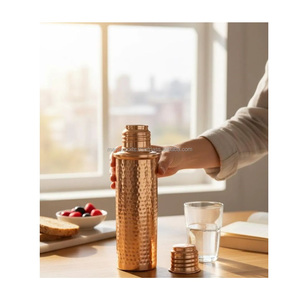 Ayurvedic Eco-Friendly Copper Water Bottle with Tight Seal Cap Boiling Water Safe for Healthy Daily Hydration <b>at</b> <b>Home</b> and <b>Work</b> - Product Image 4