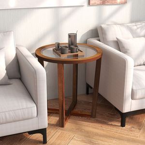 Modern <b>Round</b> End <b>Table</b> Transparent Tempered Glass Top As a Sofa <b>Side</b> <b>Table</b> or Coffee <b>Table</b> - Product Image 6