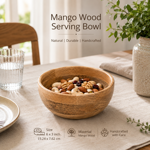 Tazón para Servir Frutas y Bocadillos de Madera de Mango Hecho a Mano, Diseño Clásico Ecológico, Decoración para el Hogar - Product Image 3